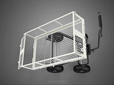 WHITE TIPPING STEEL GRID METAL MESH CART UTILITY WAGON TROLLEY 4 3D Model
