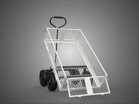 WHITE TIPPING STEEL GRID METAL MESH CART UTILITY WAGON TROLLEY 4 3D Model