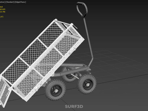 WHITE TIPPING STEEL GRID METAL MESH CART UTILITY WAGON TROLLEY 4 3D Model