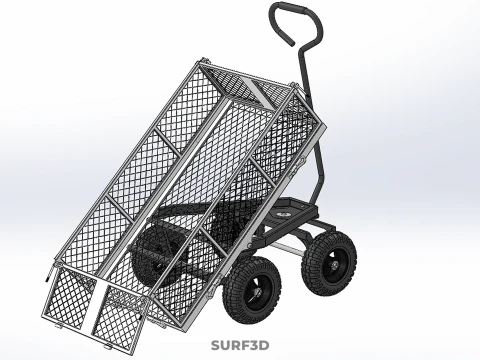 WHITE TIPPING STEEL GRID METAL MESH CART UTILITY WAGON TROLLEY 4 3D Model