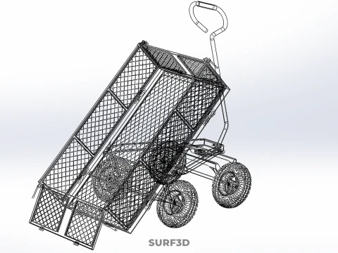 WHITE TIPPING STEEL GRID METAL MESH CART UTILITY WAGON TROLLEY 4 3D Model