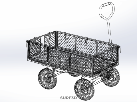 EMPAT RODA 4 UTILITY CART WAGON TROLLEY POCKET MESH YANG DAPAT DILEPAS Model 3D