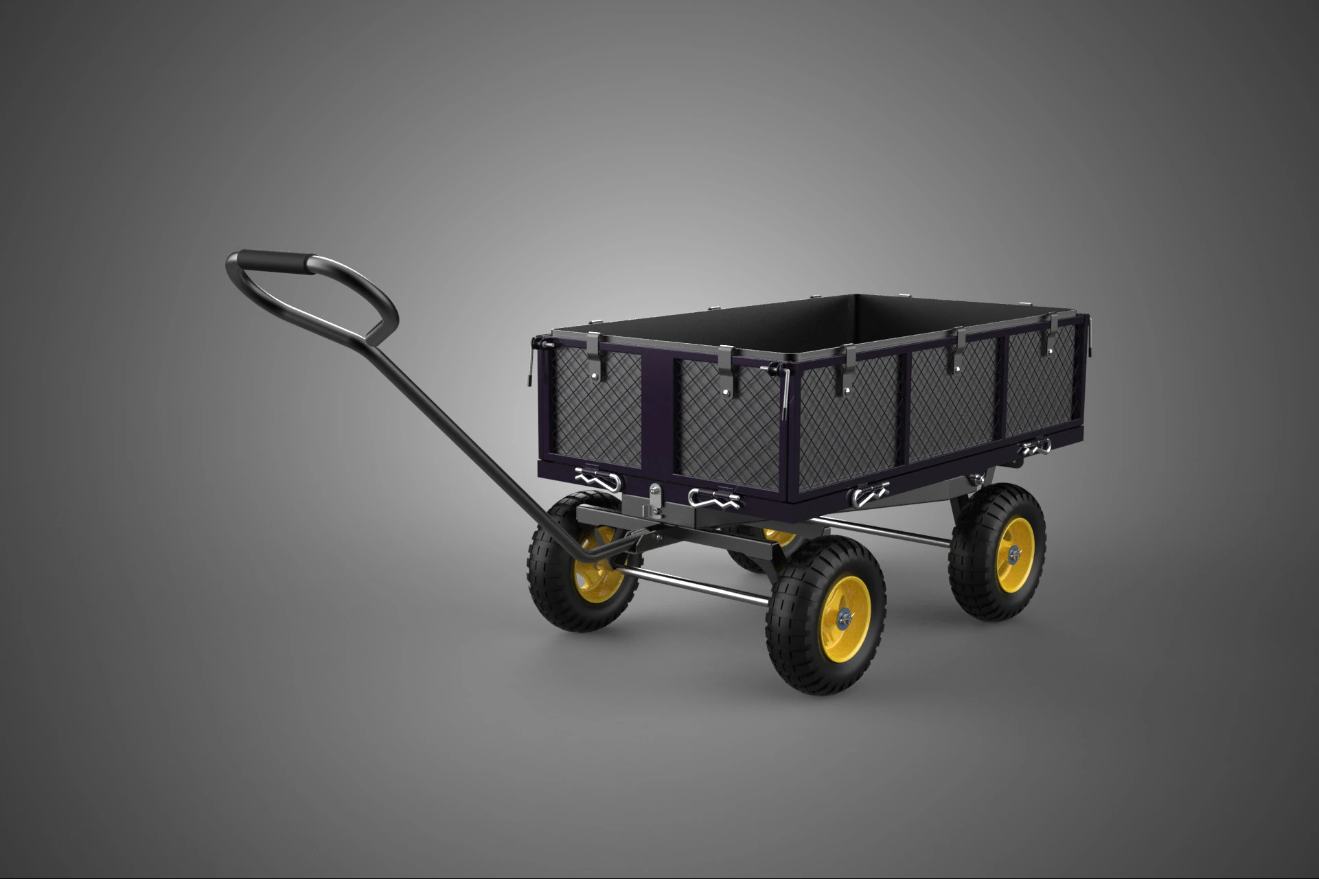 GARDEN STEEL MESH TRAY WHEELBARROW DUMP WAGON CART TROLLEY CARGO 3D Model .c4d .max .obj .3ds .fbx .stl .blend 