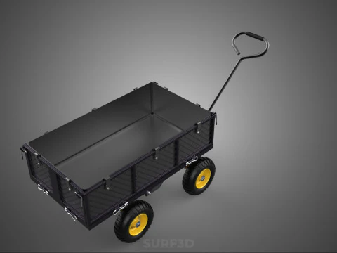 GARDEN STEEL MESH TRAY WHEELBARROW DUMP WAGON CART TROLLEY CARGO 3D Model