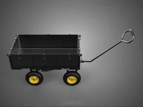 GARDEN STEEL MESH TRAY WHEELBARROW DUMP WAGON CART TROLLEY CARGO 3D Model