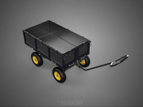 GARDEN STEEL MESH TRAY WHEELBARROW DUMP WAGON CART TROLLEY CARGO 3D Model