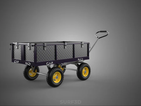 GARDEN STEEL MESH TRAY WHEELBARROW DUMP WAGON CART TROLLEY CARGO 3D Model