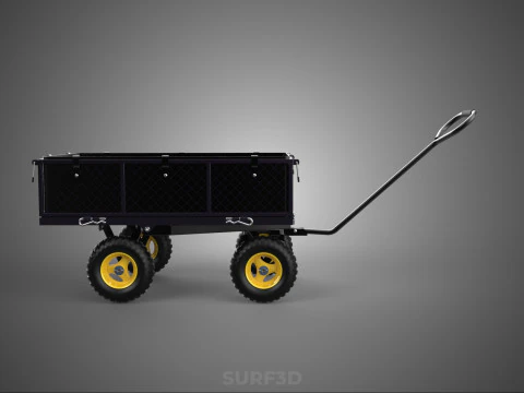 GARDEN STEEL MESH TRAY WHEELBARROW DUMP WAGON CART TROLLEY CARGO 3D Model