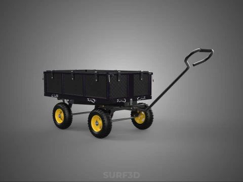 GARDEN STEEL MESH TRAY WHEELBARROW DUMP WAGON CART TROLLEY CARGO 3D Model