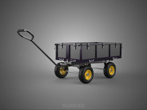 GARDEN STEEL MESH TRAY WHEELBARROW DUMP WAGON CART TROLLEY CARGO 3D Model