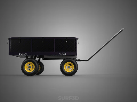 GARDEN STEEL MESH TRAY WHEELBARROW DUMP WAGON CART TROLLEY CARGO 3D Model
