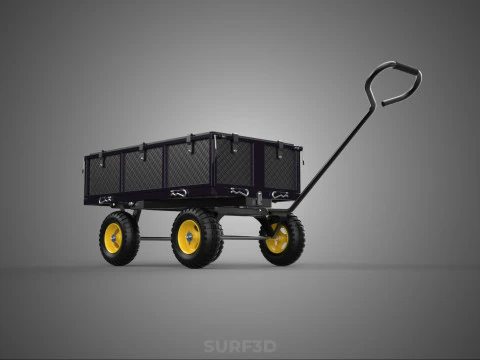 GARDEN STEEL MESH TRAY WHEELBARROW DUMP WAGON CART TROLLEY CARGO 3D Model
