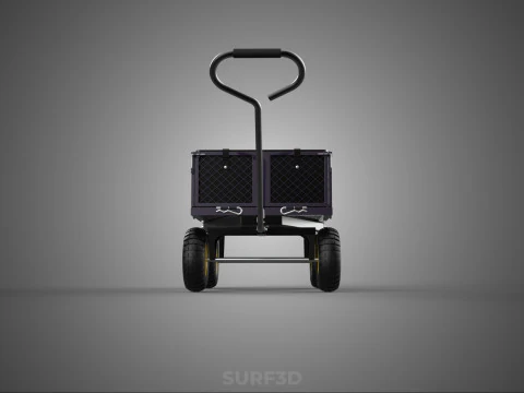 GARDEN STEEL MESH TRAY WHEELBARROW DUMP WAGON CART TROLLEY CARGO 3D Model