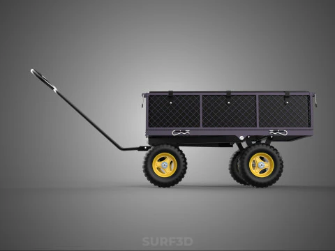 GARDEN STEEL MESH TRAY WHEELBARROW DUMP WAGON CART TROLLEY CARGO 3D Model