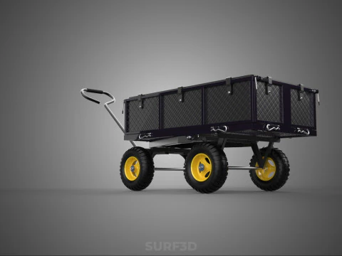 GARDEN STEEL MESH TRAY WHEELBARROW DUMP WAGON CART TROLLEY CARGO 3D Model