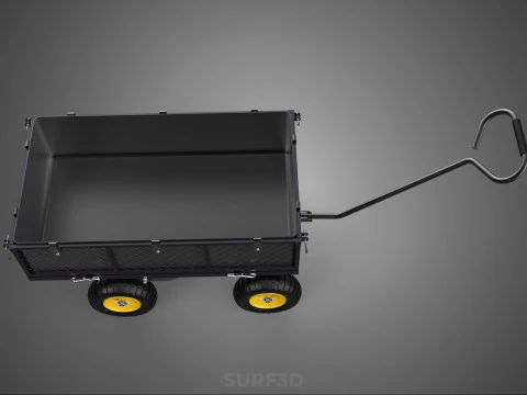 GARDEN STEEL MESH TRAY WHEELBARROW DUMP WAGON CART TROLLEY CARGO 3D Model