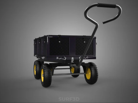 GARDEN STEEL MESH TRAY WHEELBARROW DUMP WAGON CART TROLLEY CARGO 3D Model