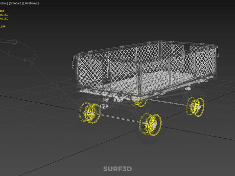 GARDEN STEEL MESH TRAY WHEELBARROW DUMP WAGON CART TROLLEY CARGO 3D Model