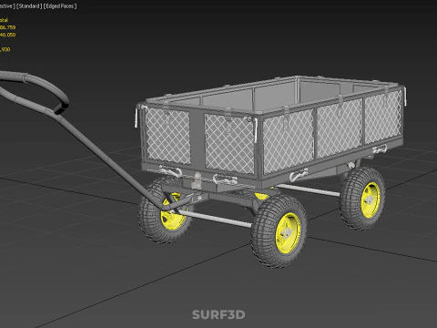 GARDEN STEEL MESH TRAY WHEELBARROW DUMP WAGON CART TROLLEY CARGO 3D Model