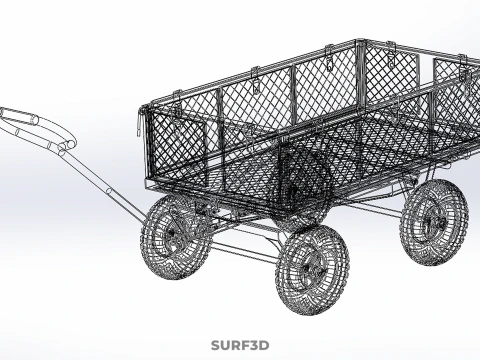 GARDEN STEEL MESH TRAY WHEELBARROW DUMP WAGON CART TROLLEY CARGO 3D Model