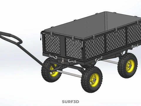 GARDEN STEEL MESH TRAY WHEELBARROW DUMP WAGON CART TROLLEY CARGO 3D Model