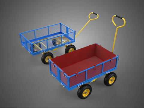 CAGE LIT PLATEAU WAGON BENNE CHARIOT CHARIOT REMORQUE CARGAISON PANIER SAC Modèle 3D