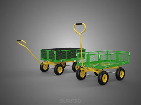 WAGON CART TROLLEY TRAILER DETACHABLE MESH CLOTH POCKET TRAY TUB 3D Model