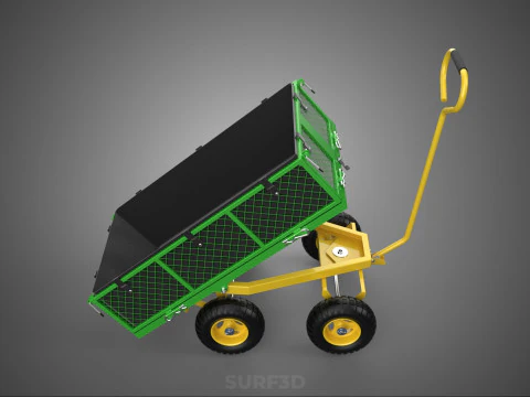 TIPPING TIPPER BED WAGON CART TROLLEY TRAILER MESH CLOTH POCKET 3D Model