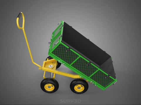 TIPPING TIPPER BED WAGON CART TROLLEY TRAILER MESH CLOTH POCKET 3D Model