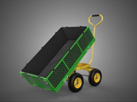 TIPPING TIPPER BED WAGON CART TROLLEY TRAILER MESH CLOTH POCKET 3D Model