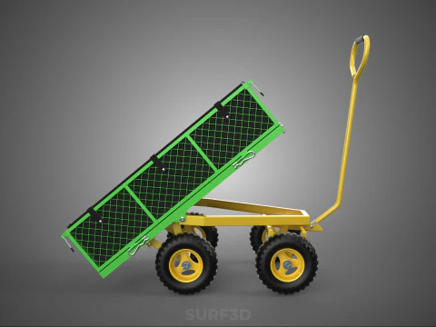 TIPPING TIPPER BED WAGON CART TROLLEY TRAILER MESH CLOTH POCKET 3D Model