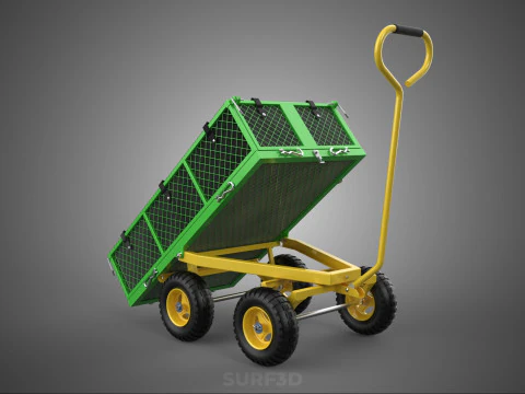 TIPPING TIPPER BED WAGON CART TROLLEY TRAILER MESH CLOTH POCKET 3D Model