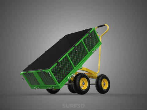 TIPPING TIPPER BED WAGON CART TROLLEY TRAILER MESH CLOTH POCKET 3D Model