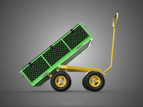 TIPPING TIPPER BED WAGON CART TROLLEY TRAILER MESH CLOTH POCKET 3D Model
