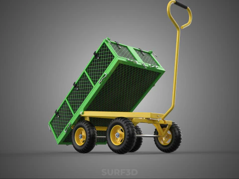 TIPPING TIPPER BED WAGON CART TROLLEY TRAILER MESH CLOTH POCKET 3D Model