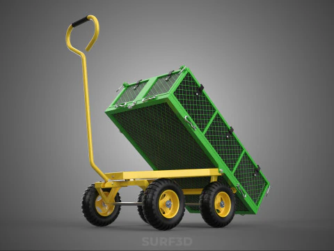 TIPPING TIPPER BED WAGON CART TROLLEY TRAILER MESH CLOTH POCKET 3D Model