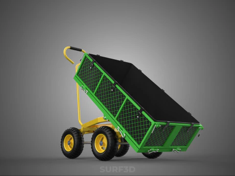 TIPPING TIPPER BED WAGON CART TROLLEY TRAILER MESH CLOTH POCKET 3D Model