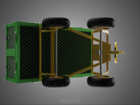 TIPPING TIPPER BED WAGON CART TROLLEY TRAILER MESH CLOTH POCKET 3D Model