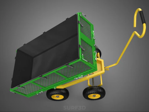 TIPPING TIPPER BED WAGON CART TROLLEY TRAILER MESH CLOTH POCKET 3D Model