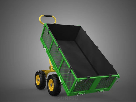 TIPPING TIPPER BED WAGON CART TROLLEY TRAILER MESH CLOTH POCKET 3D Model