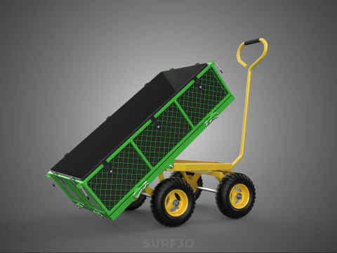 TIPPING TIPPER BED WAGON CART TROLLEY TRAILER MESH CLOTH POCKET 3D Model