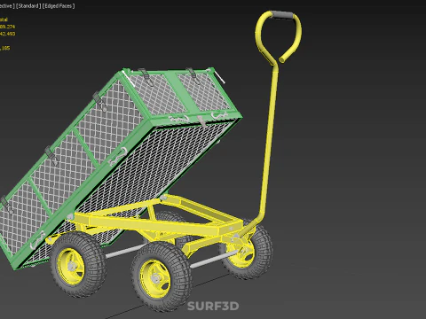 TIPPING TIPPER BED WAGON CART TROLLEY TRAILER MESH CLOTH POCKET 3D Model