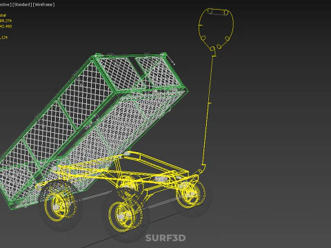 TIPPING TIPPER BED WAGON CART TROLLEY TRAILER MESH CLOTH POCKET 3D Model