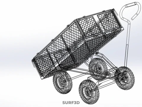 TIPPING TIPPER BED WAGON CART TROLLEY TRAILER MESH CLOTH POCKET 3D Model