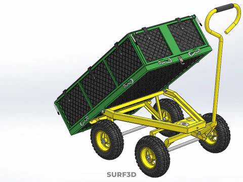TIPPING TIPPER BED WAGON CART TROLLEY TRAILER MESH CLOTH POCKET 3D Model