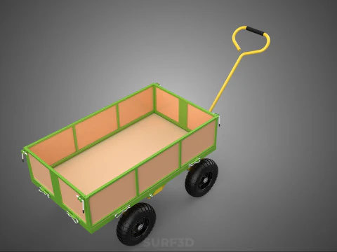 CART UTILITY WAGON HAND TRUCK DUMP TROLLEY TRANSPORT WHEELBARROW 3D Model