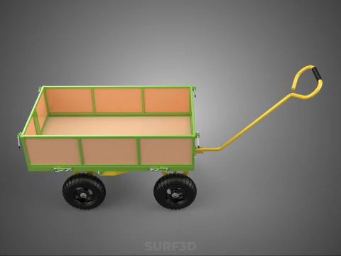 CART UTILITY WAGON HAND TRUCK DUMP TROLLEY TRANSPORT WHEELBARROW 3D Model