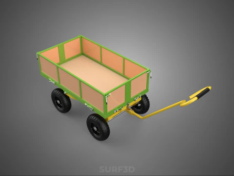 CART UTILITY WAGON HAND TRUCK DUMP TROLLEY TRANSPORT WHEELBARROW 3D Model
