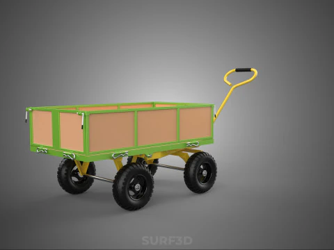 CART UTILITY WAGON HAND TRUCK DUMP TROLLEY TRANSPORT WHEELBARROW 3D Model