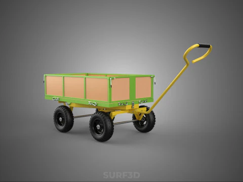 CART UTILITY WAGON HAND TRUCK DUMP TROLLEY TRANSPORT WHEELBARROW 3D Model